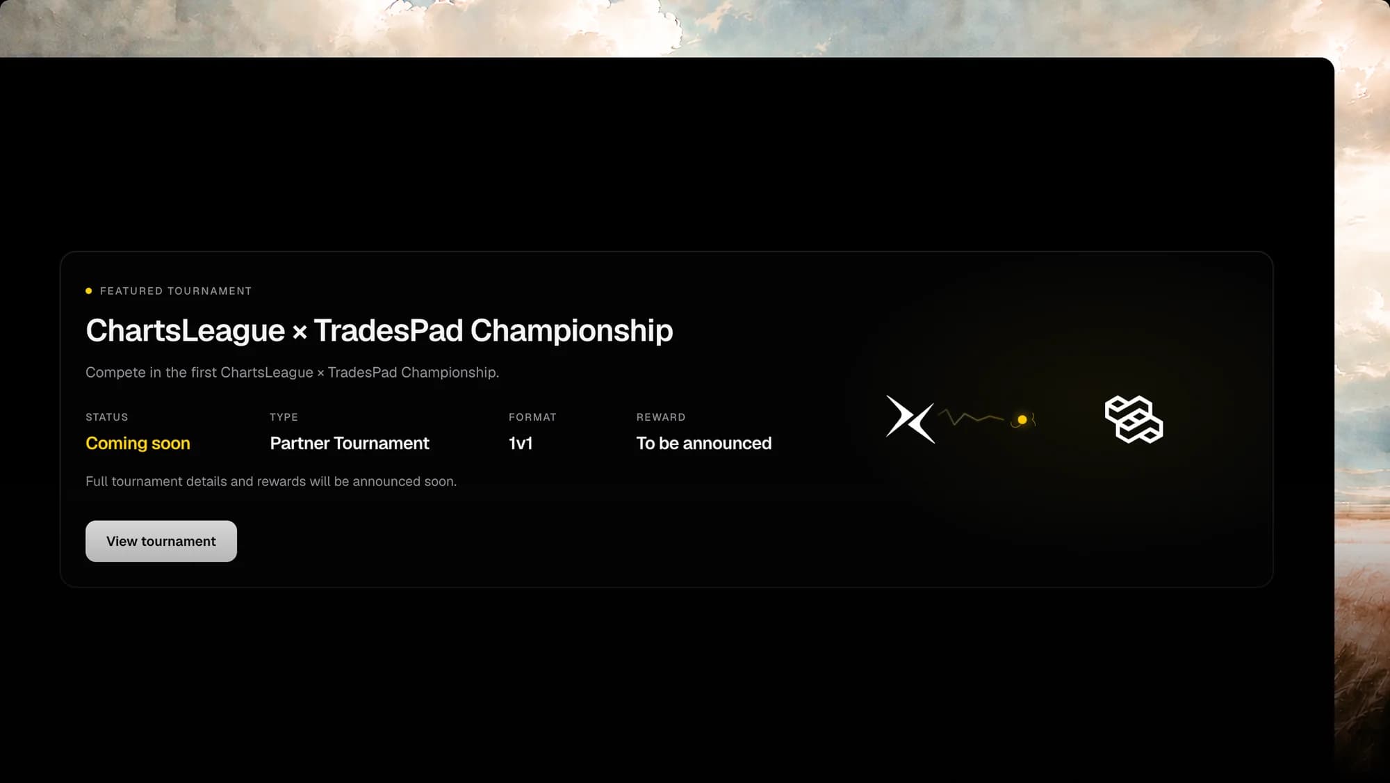 ChartsLeague x TradesPad Championship tournament card for prop firms